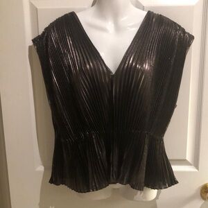 Elegant Dark Grey Pleated MetallicTop